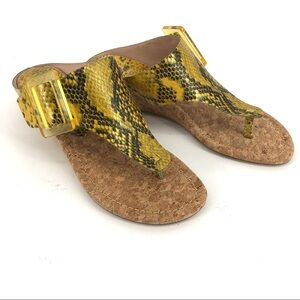 Black Donald Pliner Lemon Yellow Pearlized Python Print Oltina Slide Sandal
